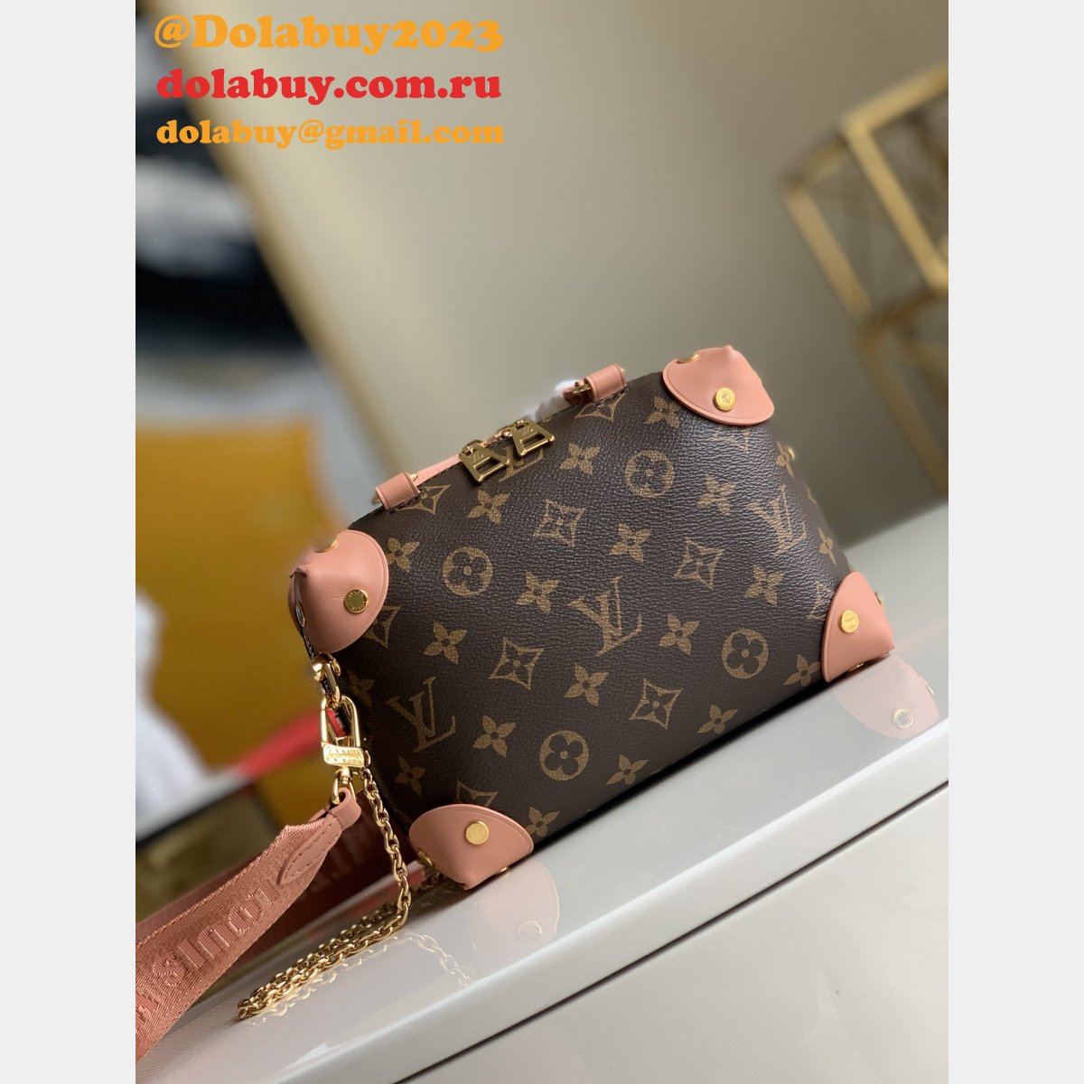 Replica Louis Vuitton Peach Petite Malle Souple Monogram