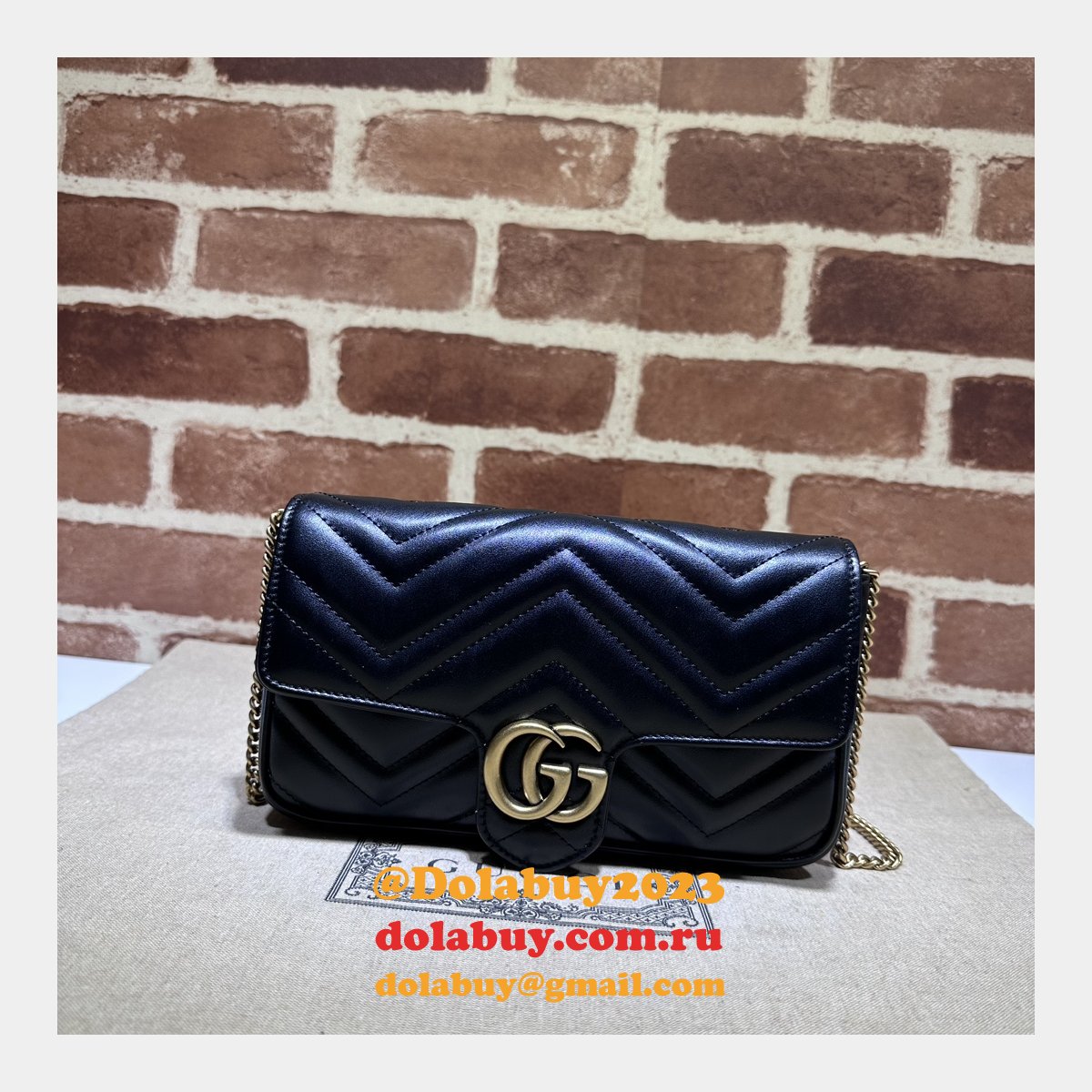 gg marmont G*u*i replica card case chain wallet 751526 bag