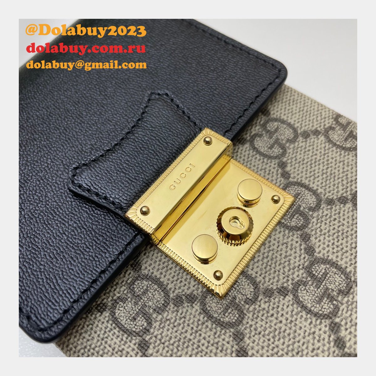 replica best G*u*i 658229 padlock mini bag in beige and ebony gg supreme
