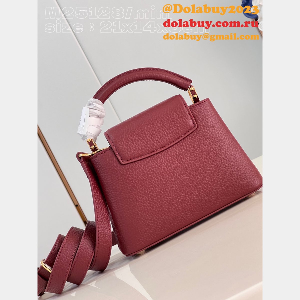 Capucines 1:1 Mirror M25128 Purple-Red Louis Vuitton Fake Handbag