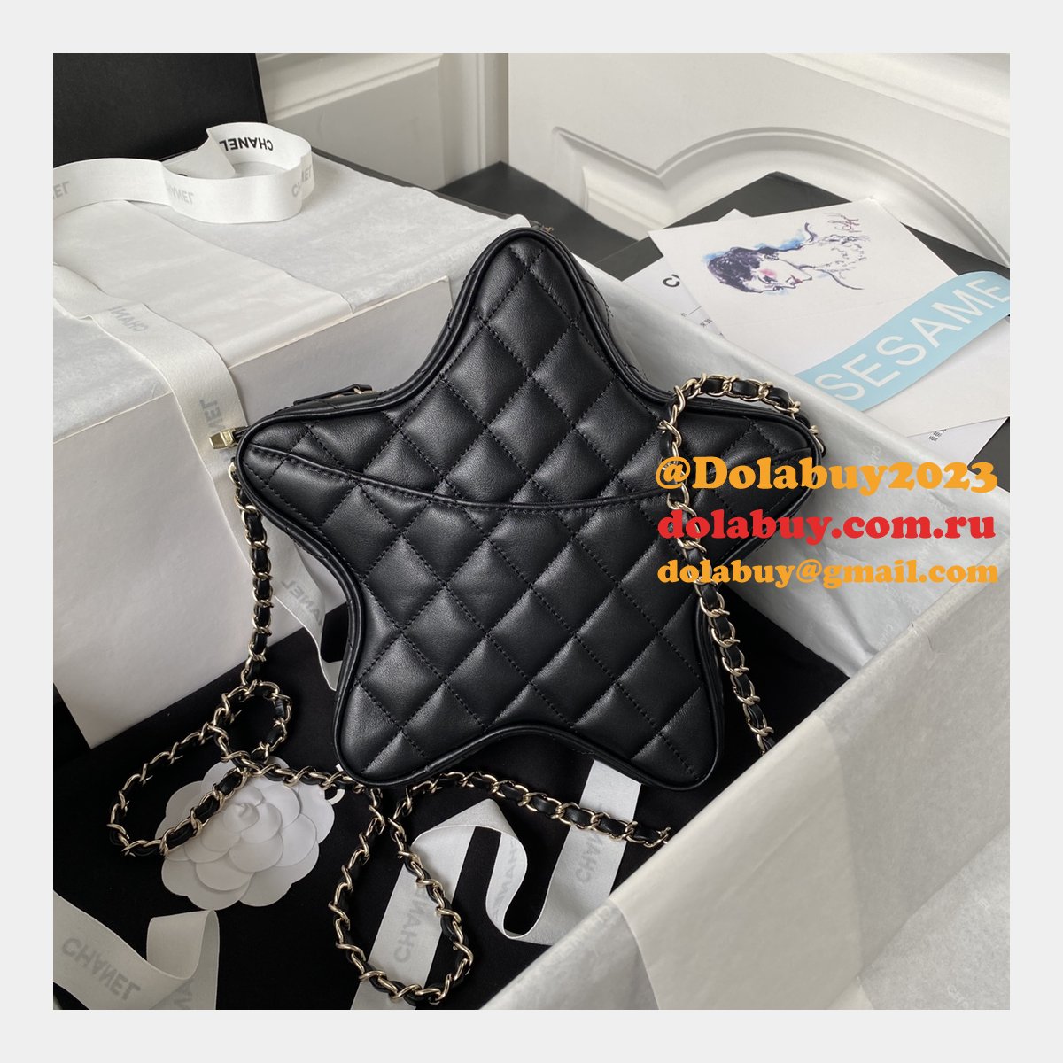Knockoff AS4579 Star Clutches Black 1:1 Mirror Handbag