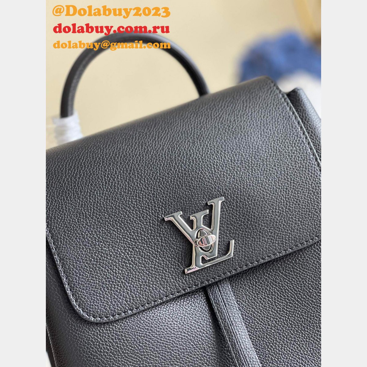 Louis Vuitton M41815 Backpack Lockme Leather NavyBlue/Black/Apricot/Red