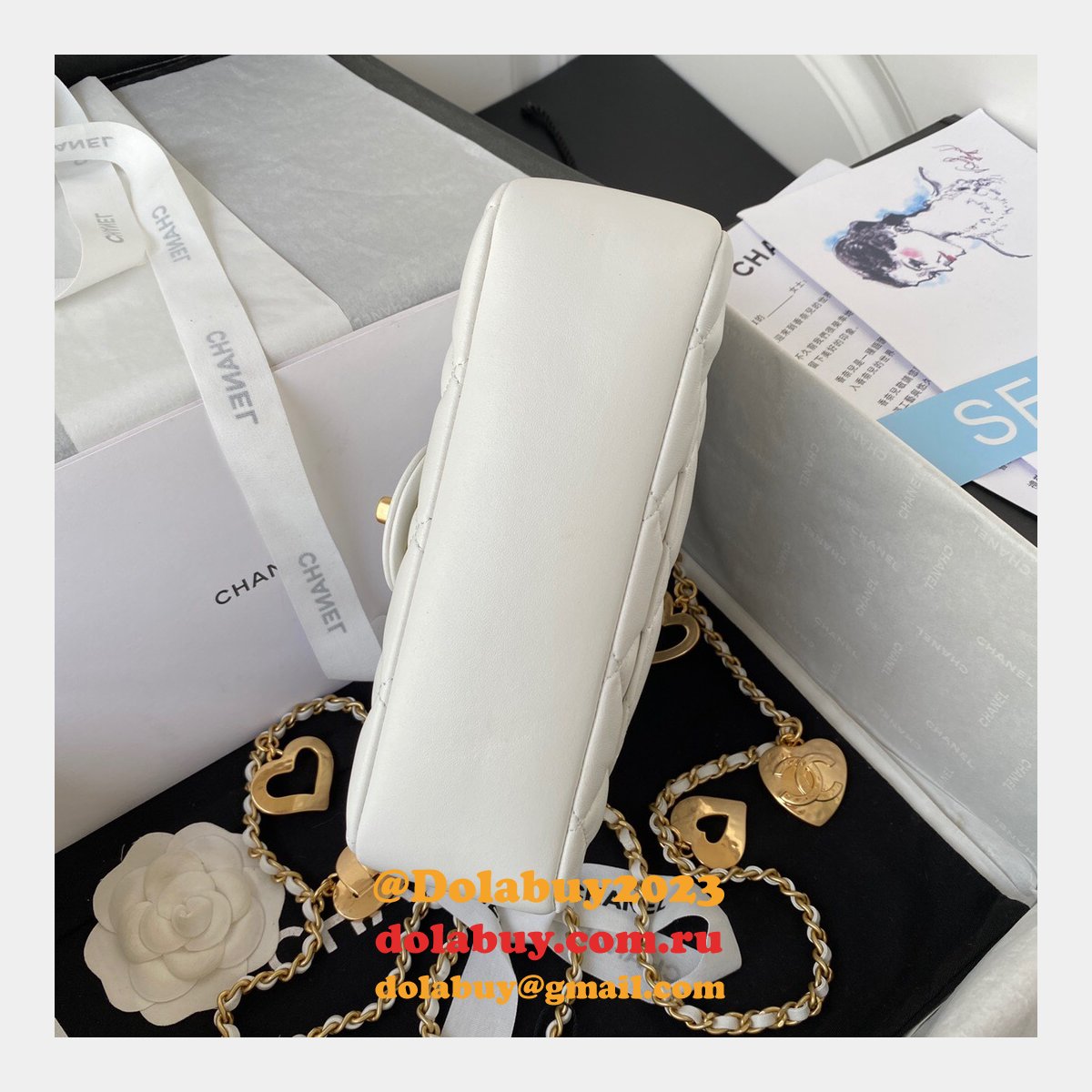 Wholesale Flap Fake AS3456 Bag Lambskin Gold-Tone Metal