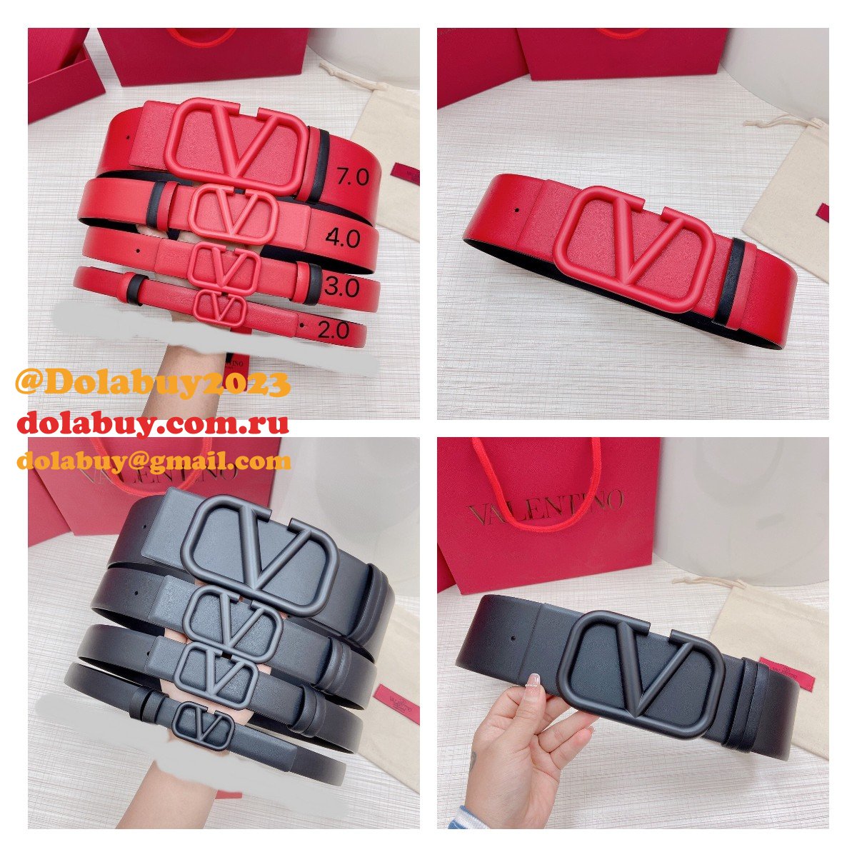 Wholesale Replica Valentino Black/Red Belts