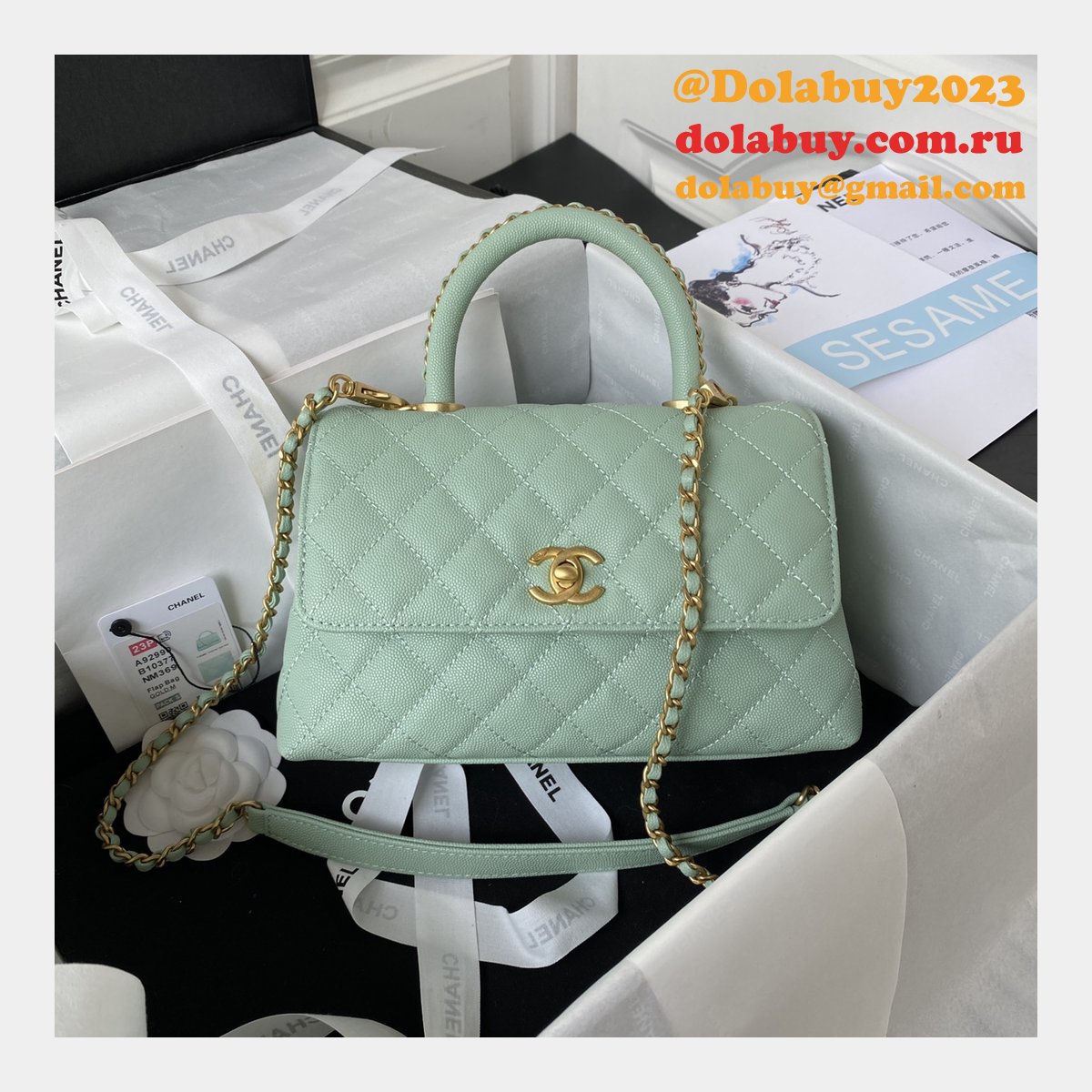 Wholesale Matelasse Top Handle A92990 Designer Bag Caviar 23cm