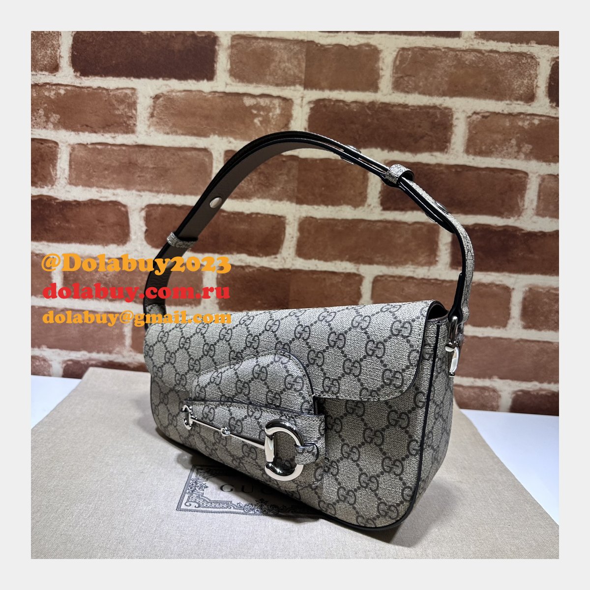 perfect G*u*i replica horsebit 764155 7 star 1955 shoulder beige bag