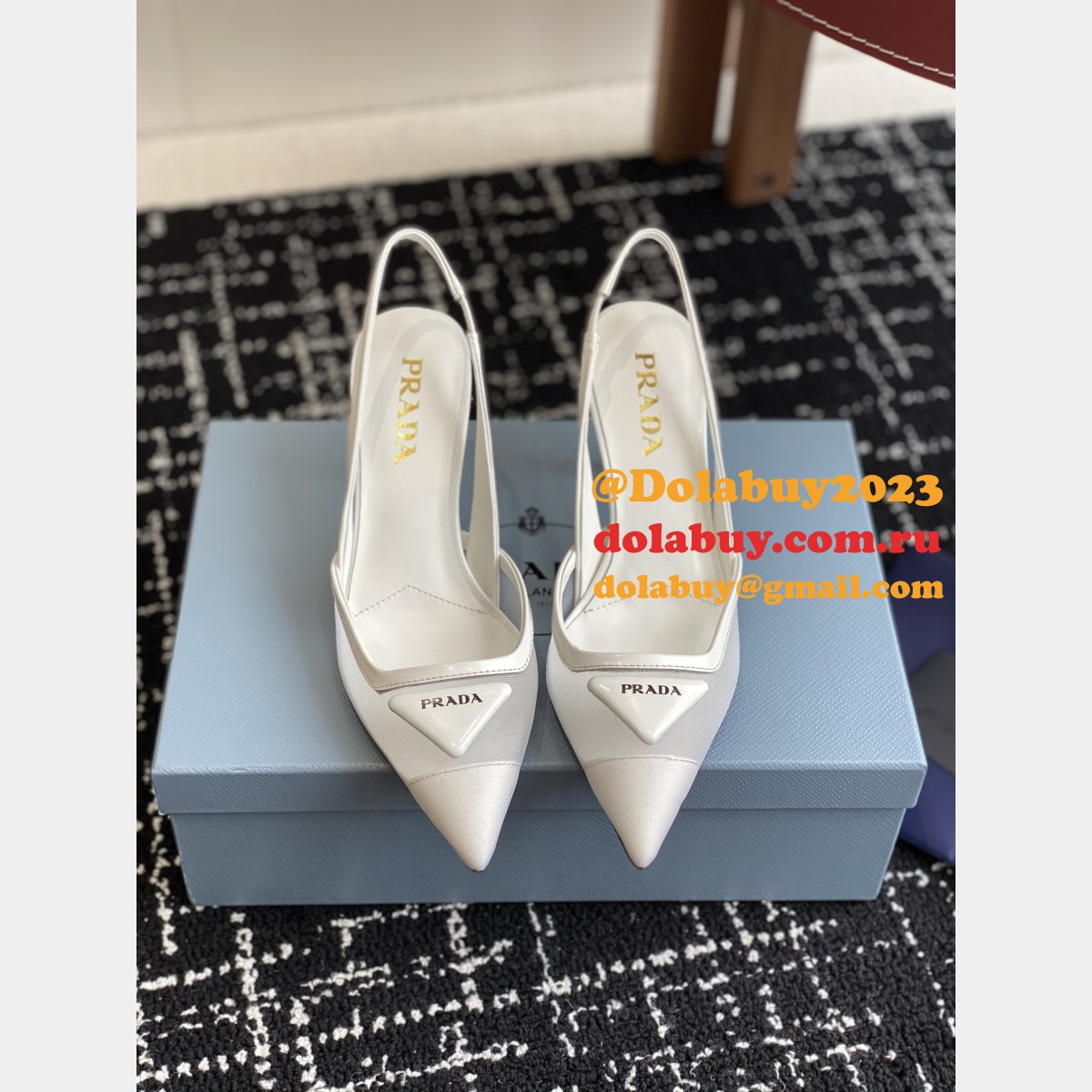 Prada 1:1 Mirror Mesh Fabric Slingback Pumps