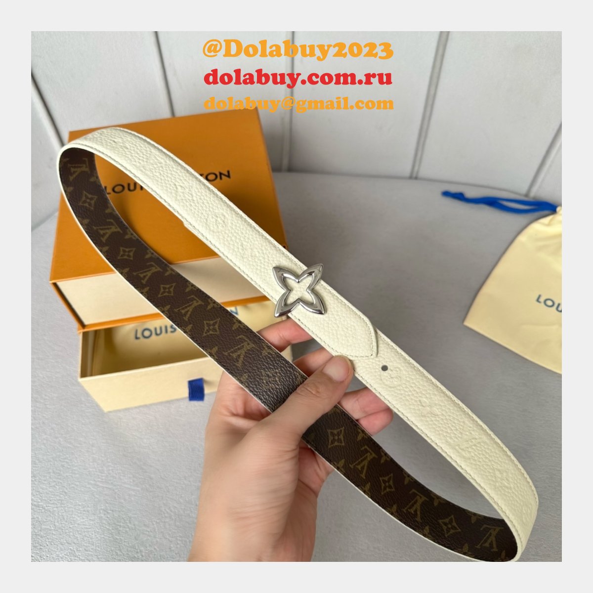 Cheap LV Flowergram 30mm Reversible Belt