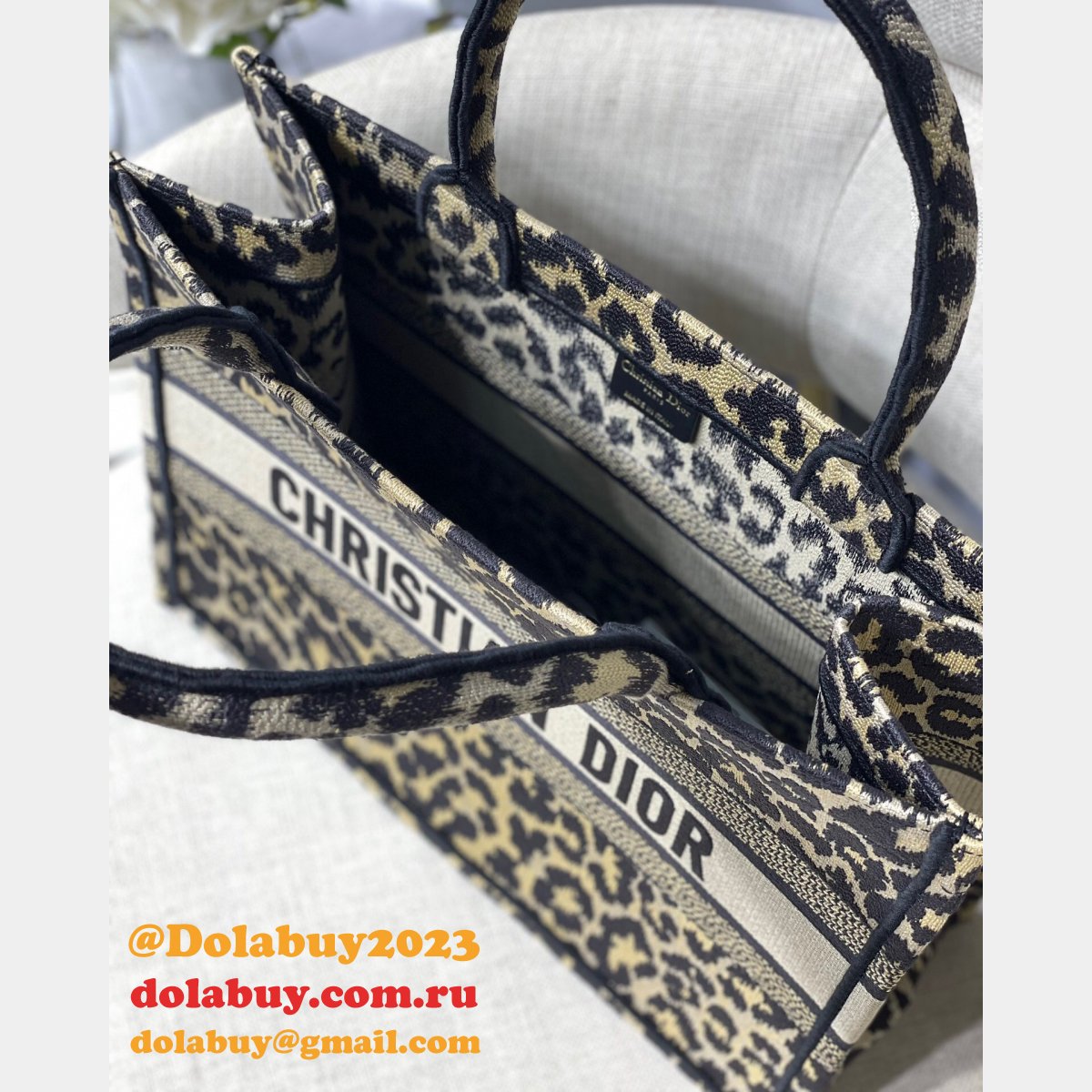 Christian Dior Replica Book Tote Dior Oblique Embroidery Bags