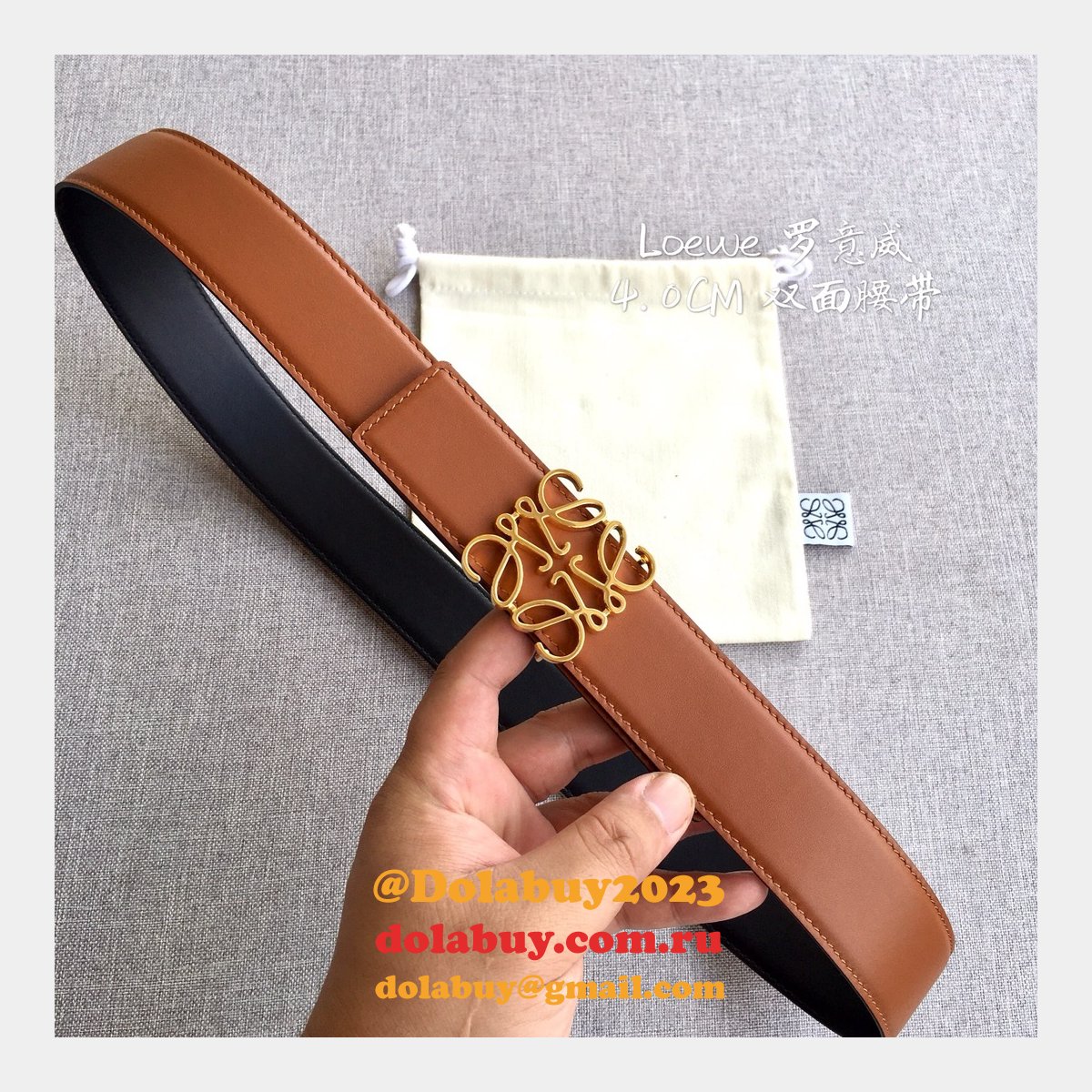 Loewe Designer Replica Top 4.0CM Width Double-Sided Cowhide Belt