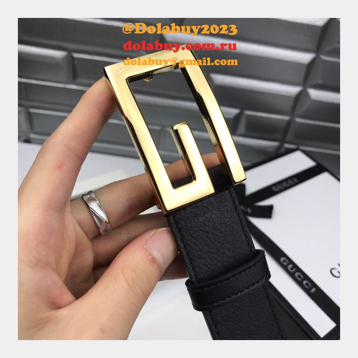luxury G*u*i 35mm buckle black leather belt replica