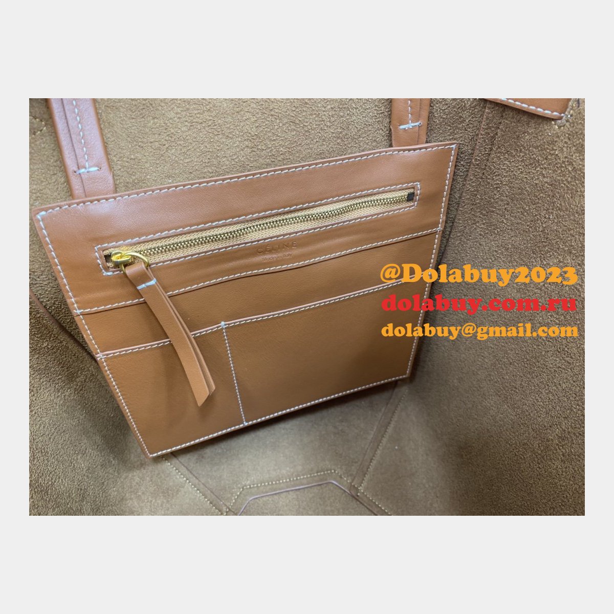 Small Celine Brown Cabas Phantom in soft grained calfskin