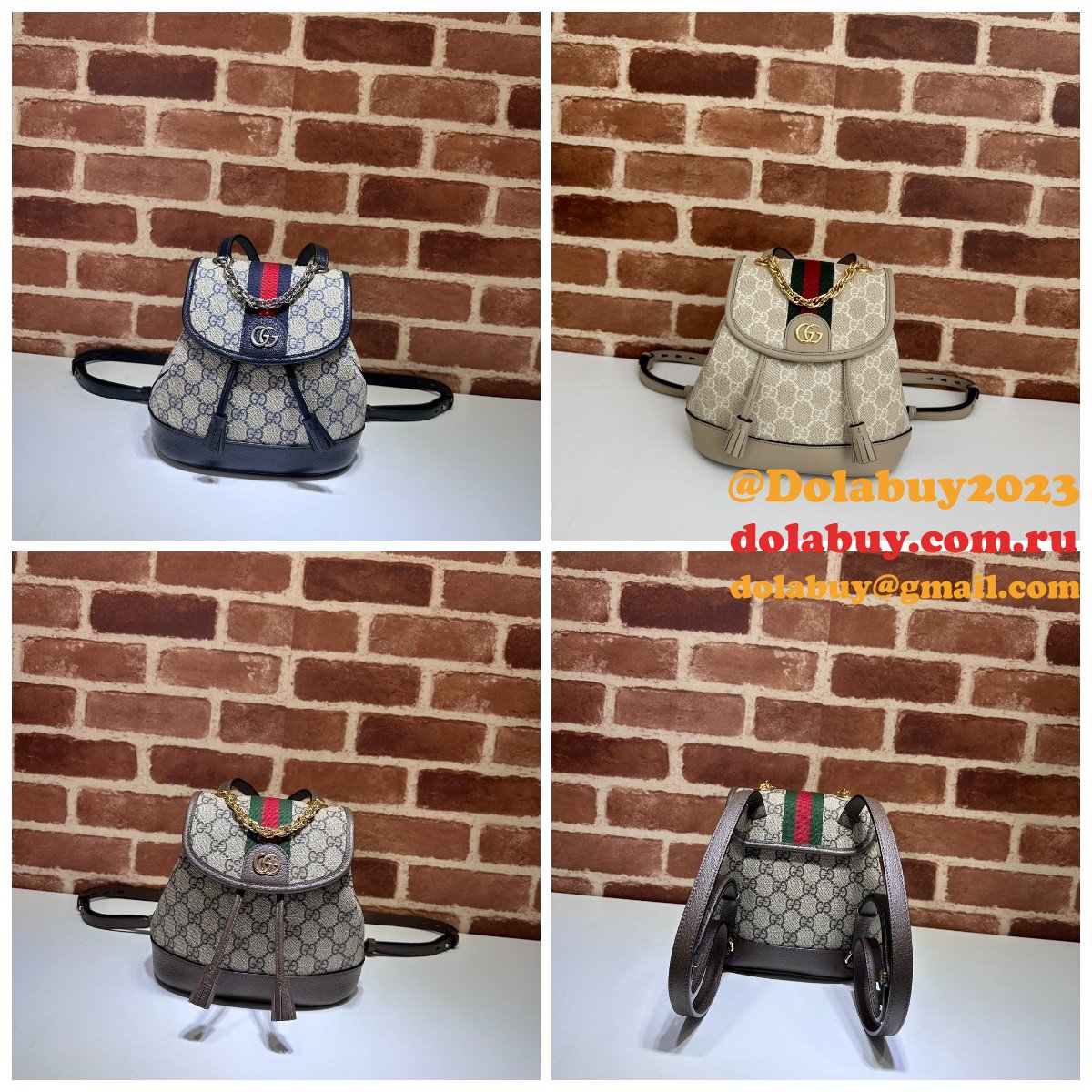 Ophidia Gucci Backpack Ebony Supreme #795221 Replica Handbag