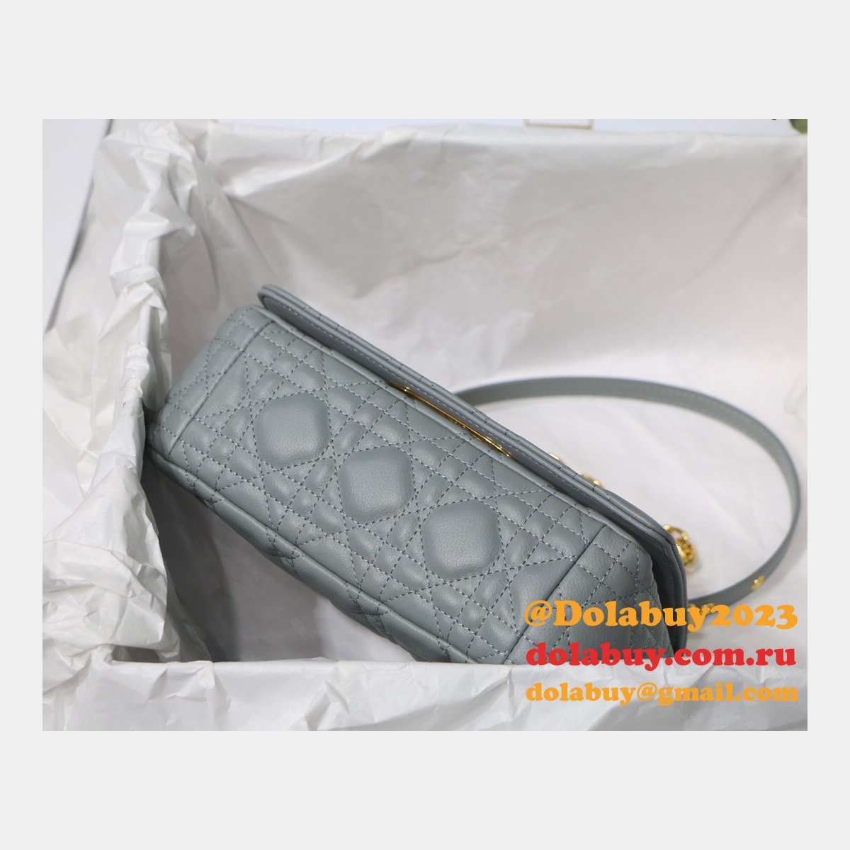 Cheap Dior Caro Bag Black Soft Cannage Calfskin Gray