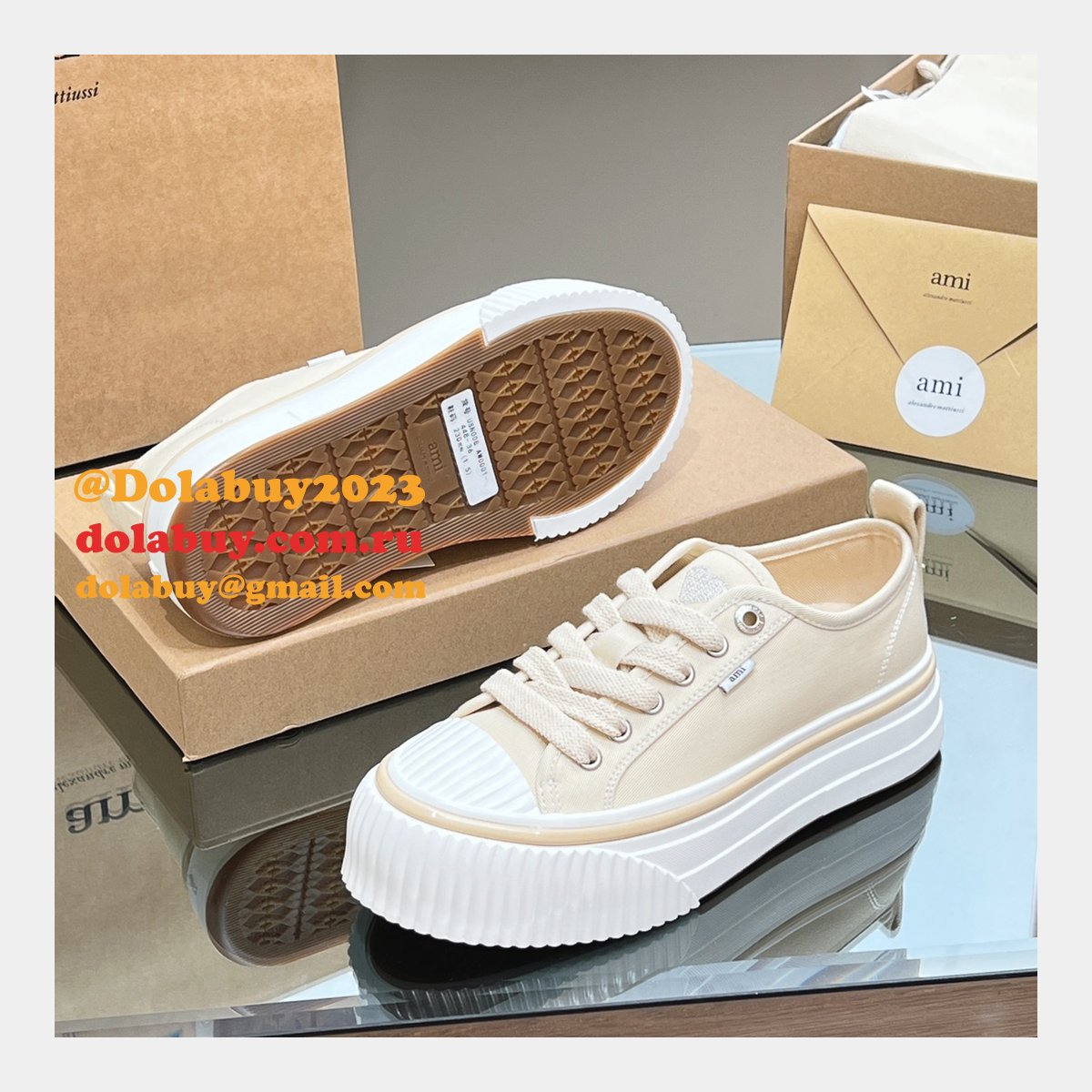 Ami Paris High Quality Platform Tpu Canvas Replica Shoes