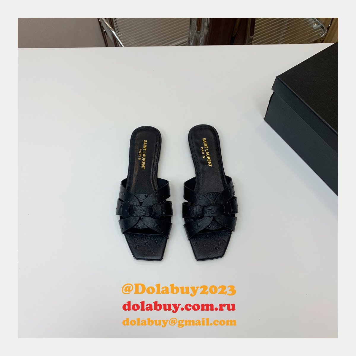Designer Saint Laurent Knockoff Tribute Slides Shoes