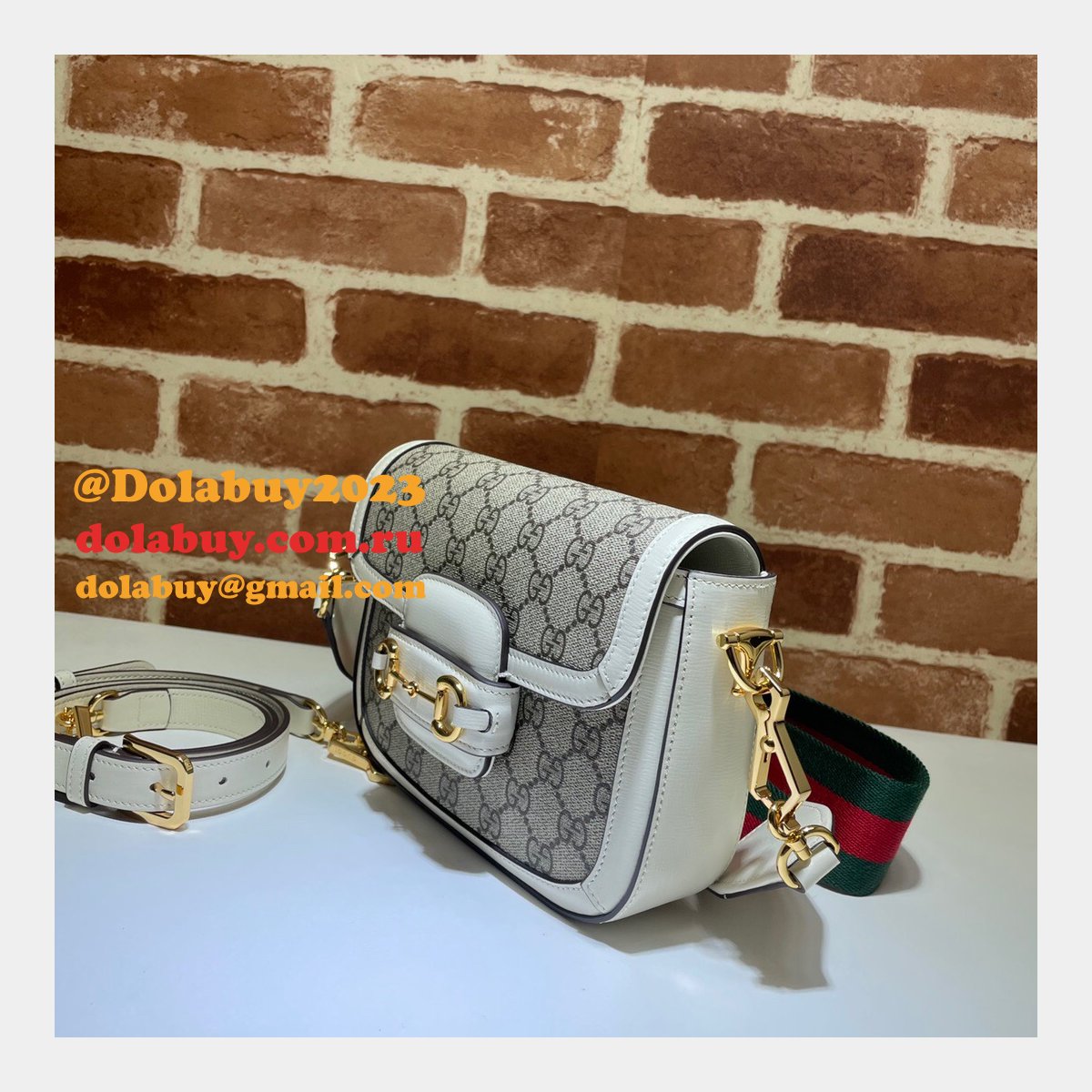 G*u*i replicas horsebit 1955 mini bag white