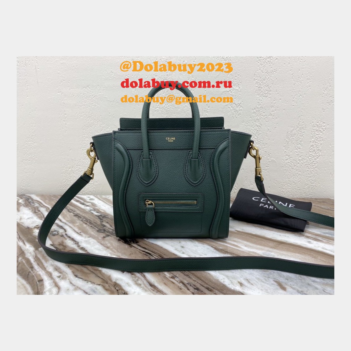 Celine Army Green Luggage Nano shopper 168243 Handbag