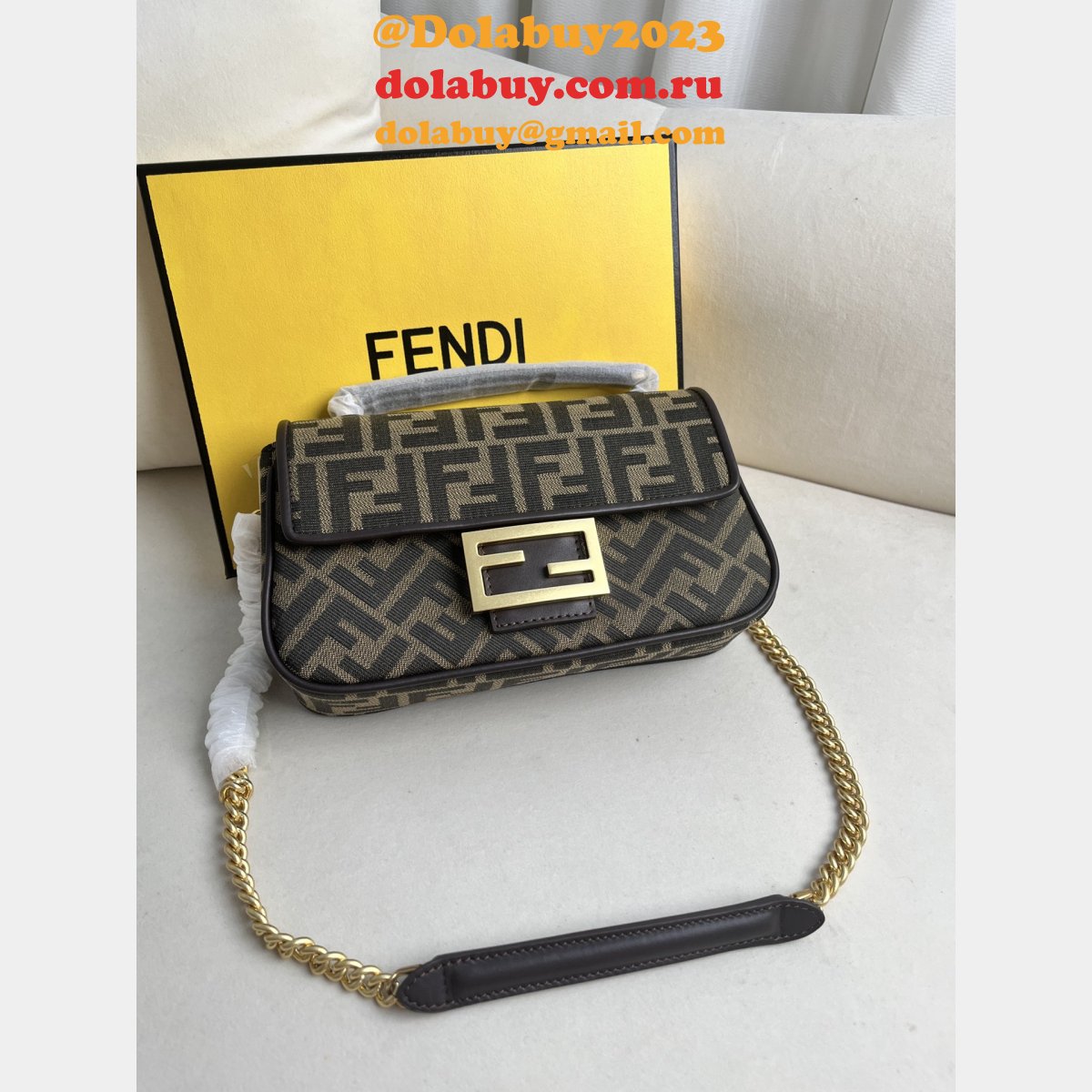 best F**di iconic baguette ff logo luxury handbag