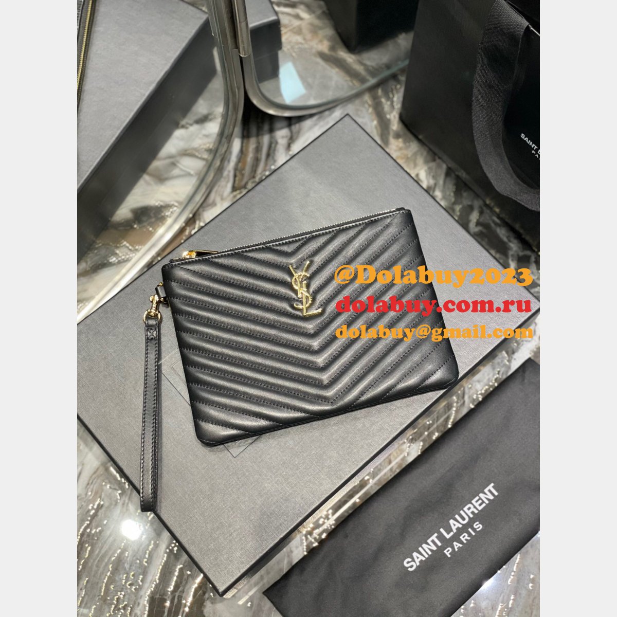 Buy Replica YSL Bags 379039/413444/440222 Clutchs Monogram A5 Pouch Online