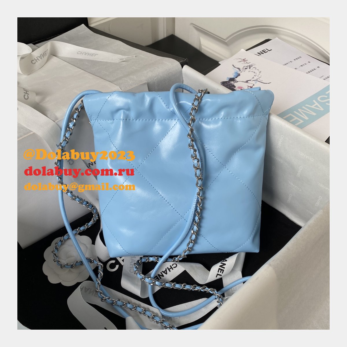 Luxury FASHION AS3980 CALFSKIN CC BAG 20CM