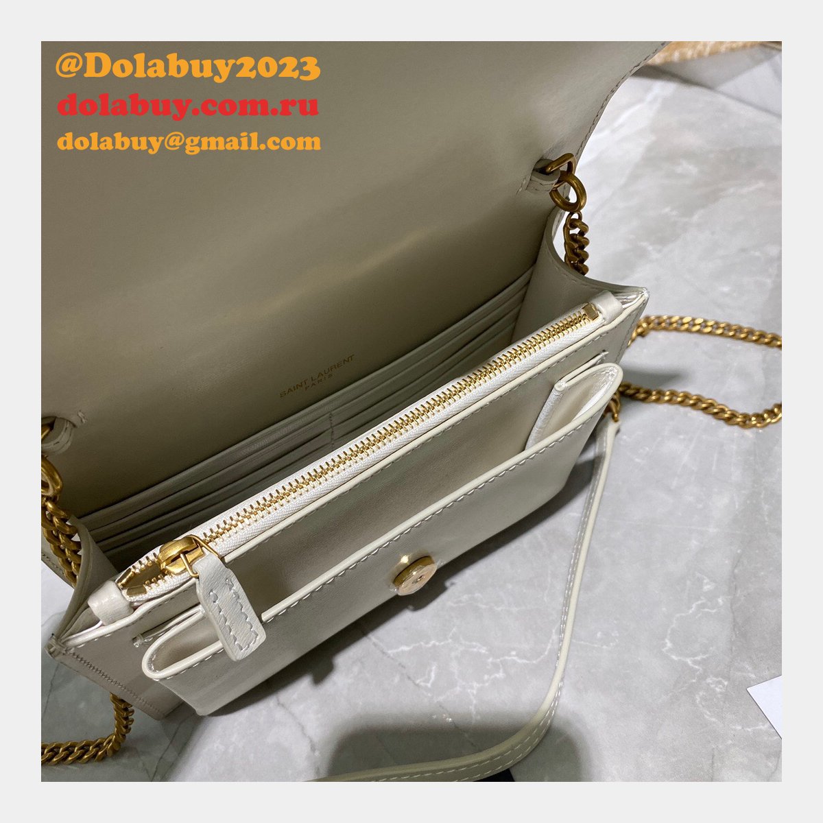 Replica YSL Sunset 19cm Pursesre Store Cream