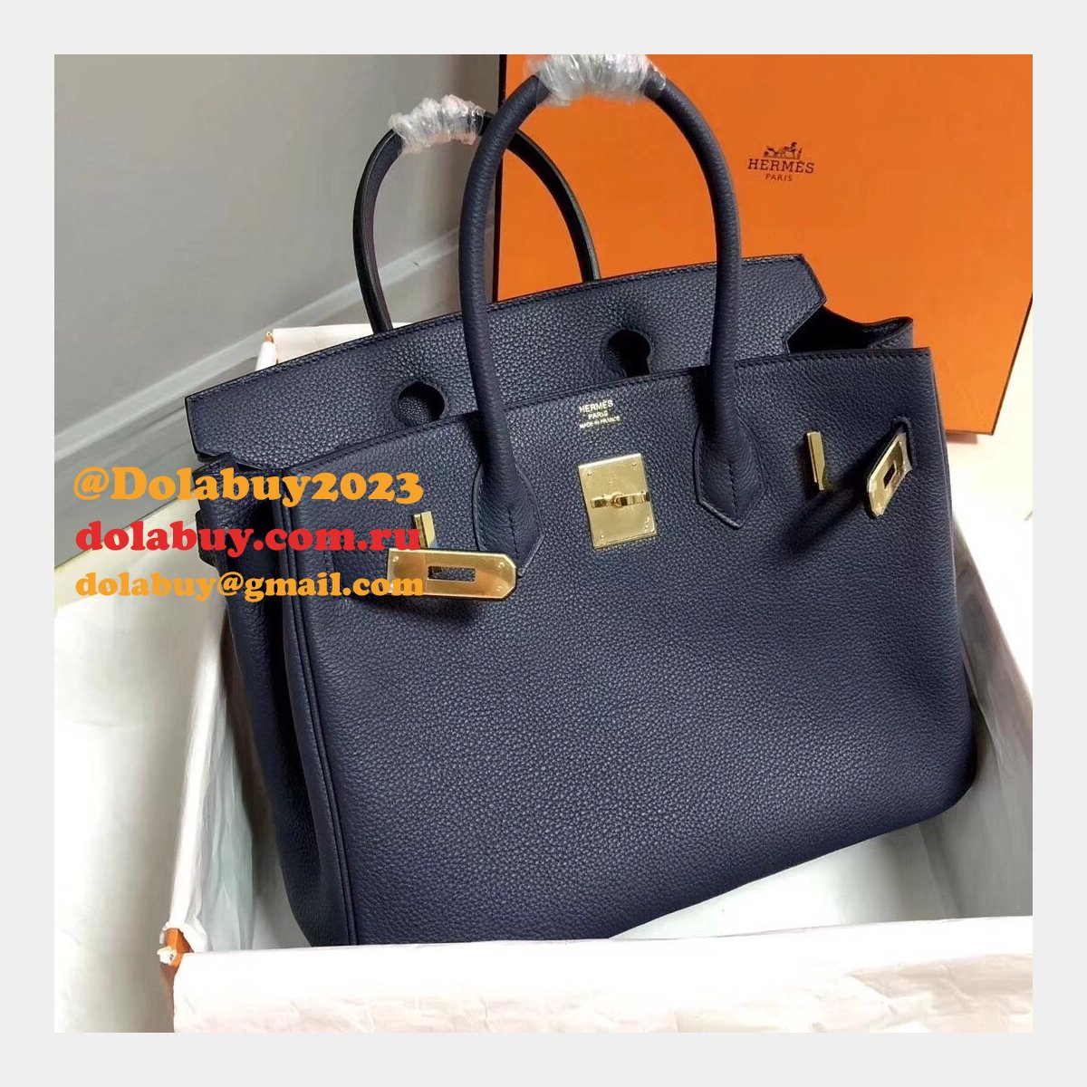 Hermes Birkin 35cm Togo leather Handbags Dark Blue