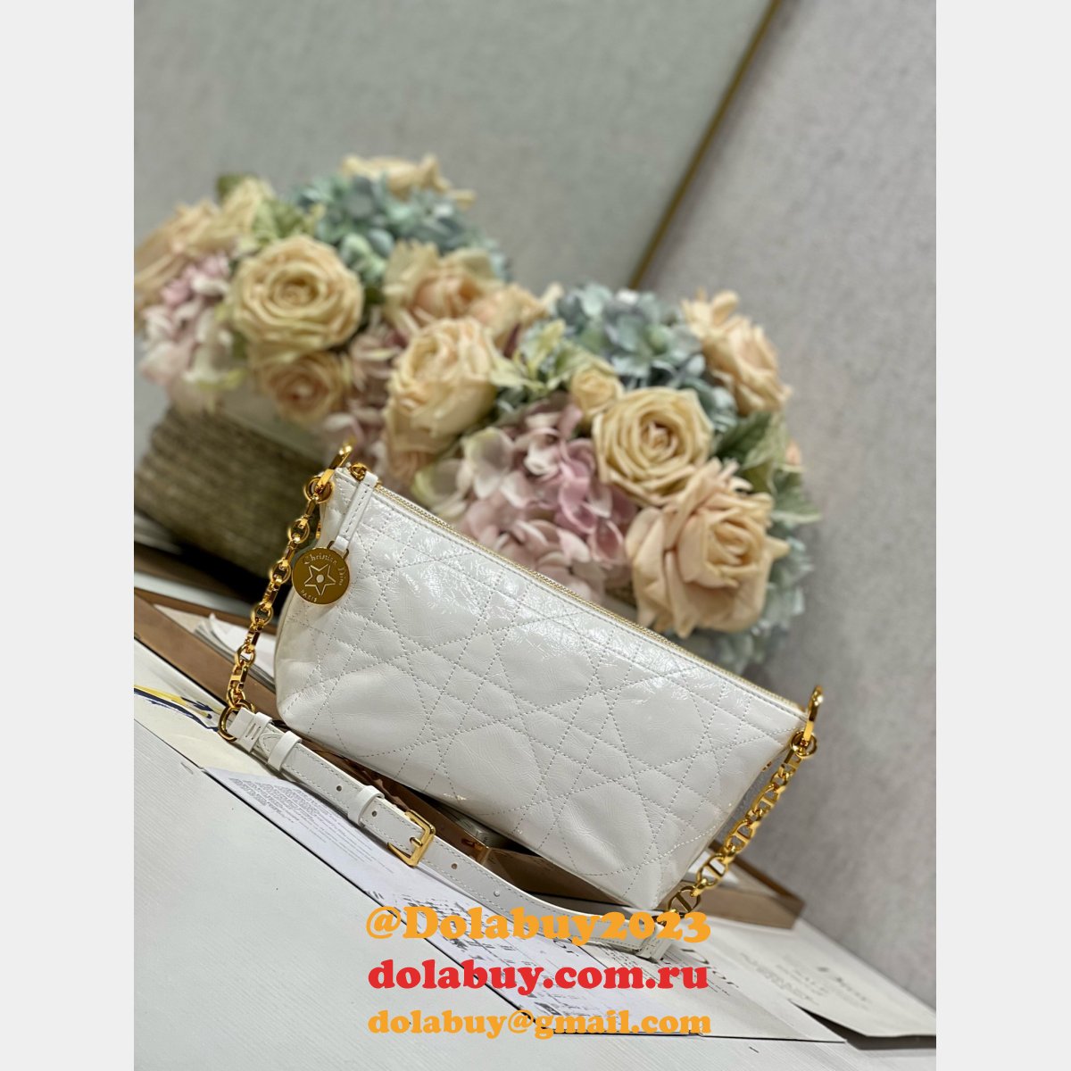 Top Quality CHRISTIAN DIOR PARIS DIORSTAR HOBO SHOULDER BAG white