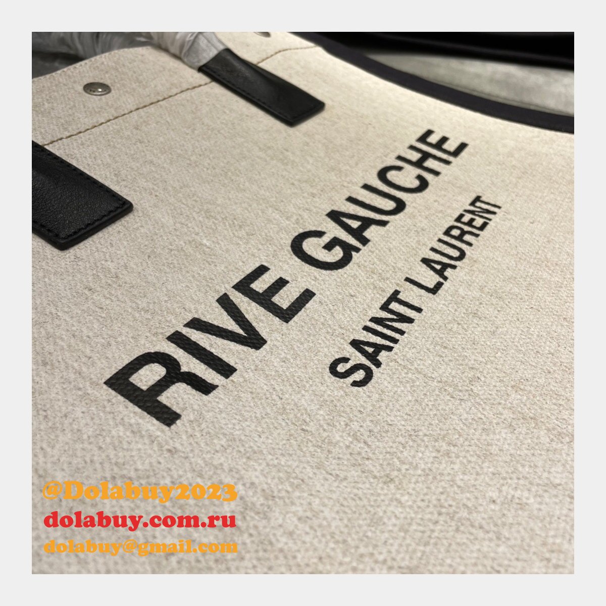 Cheap Replica Saint Laurent Rive Gauche Shopping 631682  Bag In Linen and Cotton