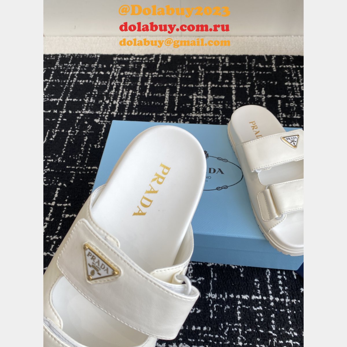 2025 Prada Padded Nappa Leather Slides