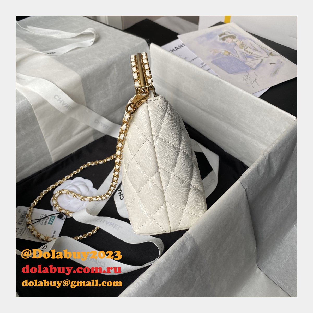Duplicate Shop Knockoff AP4066 Black/White Shoulder Bags