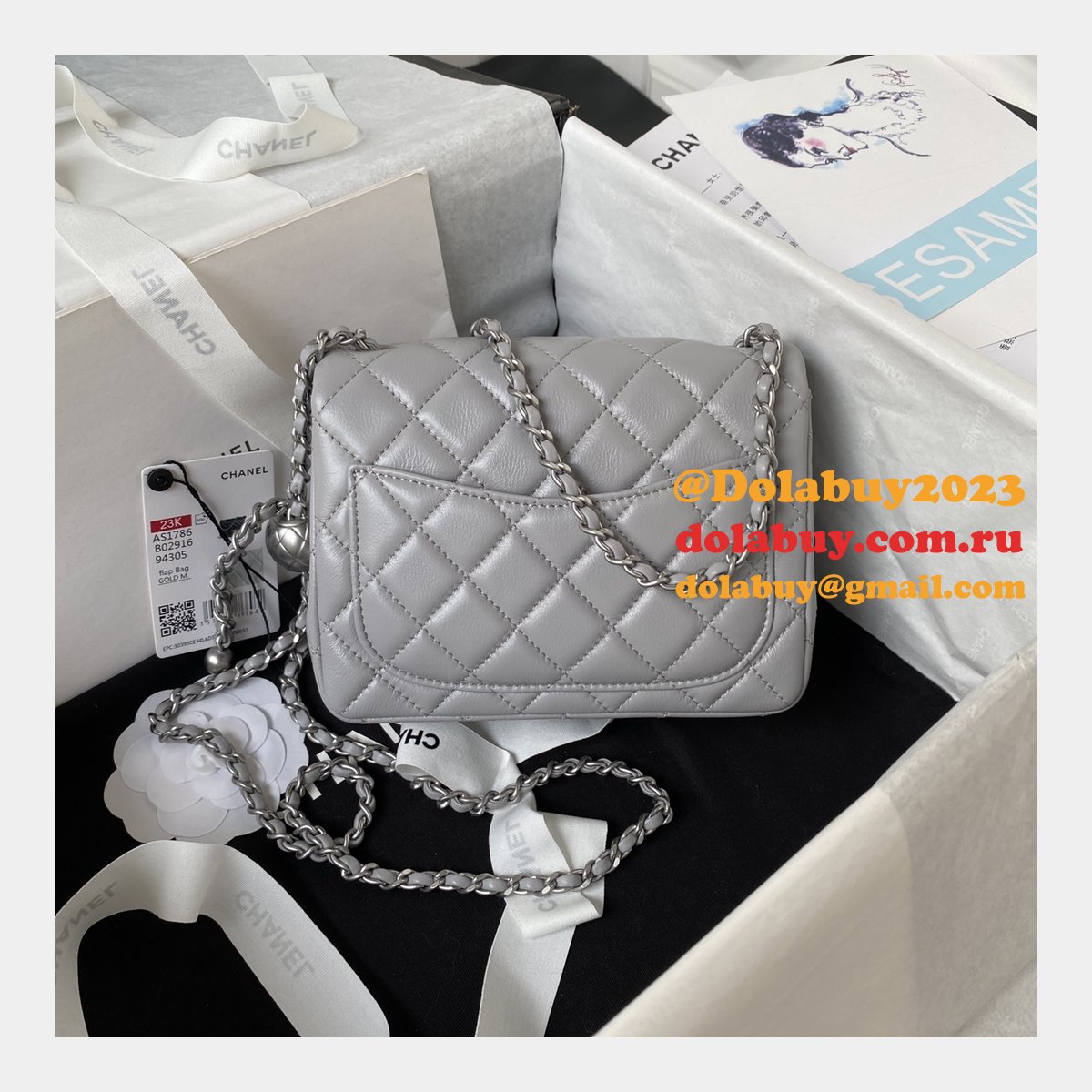 Top Quality CC CF mini classical AS1786 SILVER BALL bag