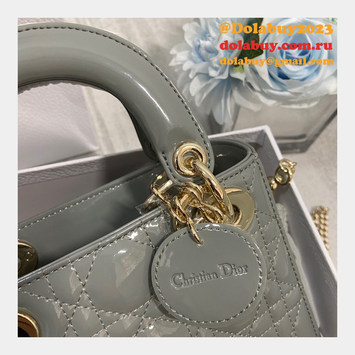 High Quality Christian Dior Lady patent leather 17CM Bag mini