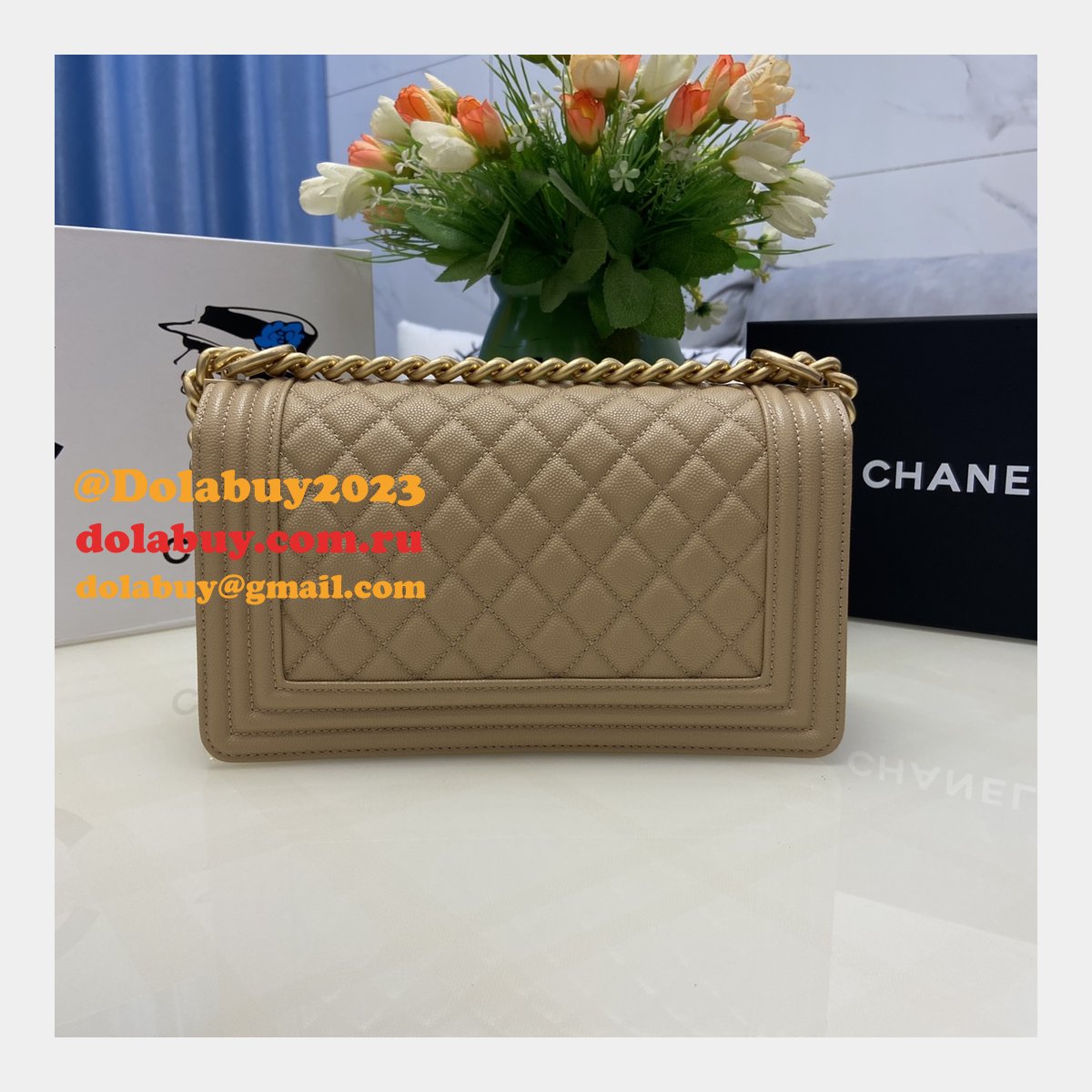 Replica CC Le Boy Flap Bag caviar leather 25CM