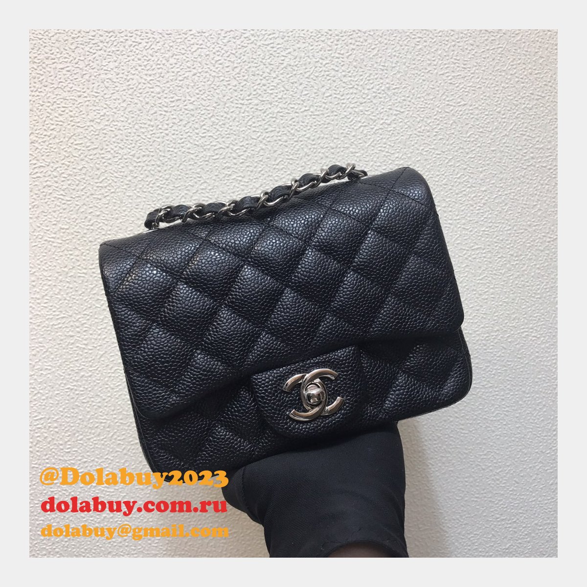 Perfect CC 17CM Classic Flap Caviar Leather Bag