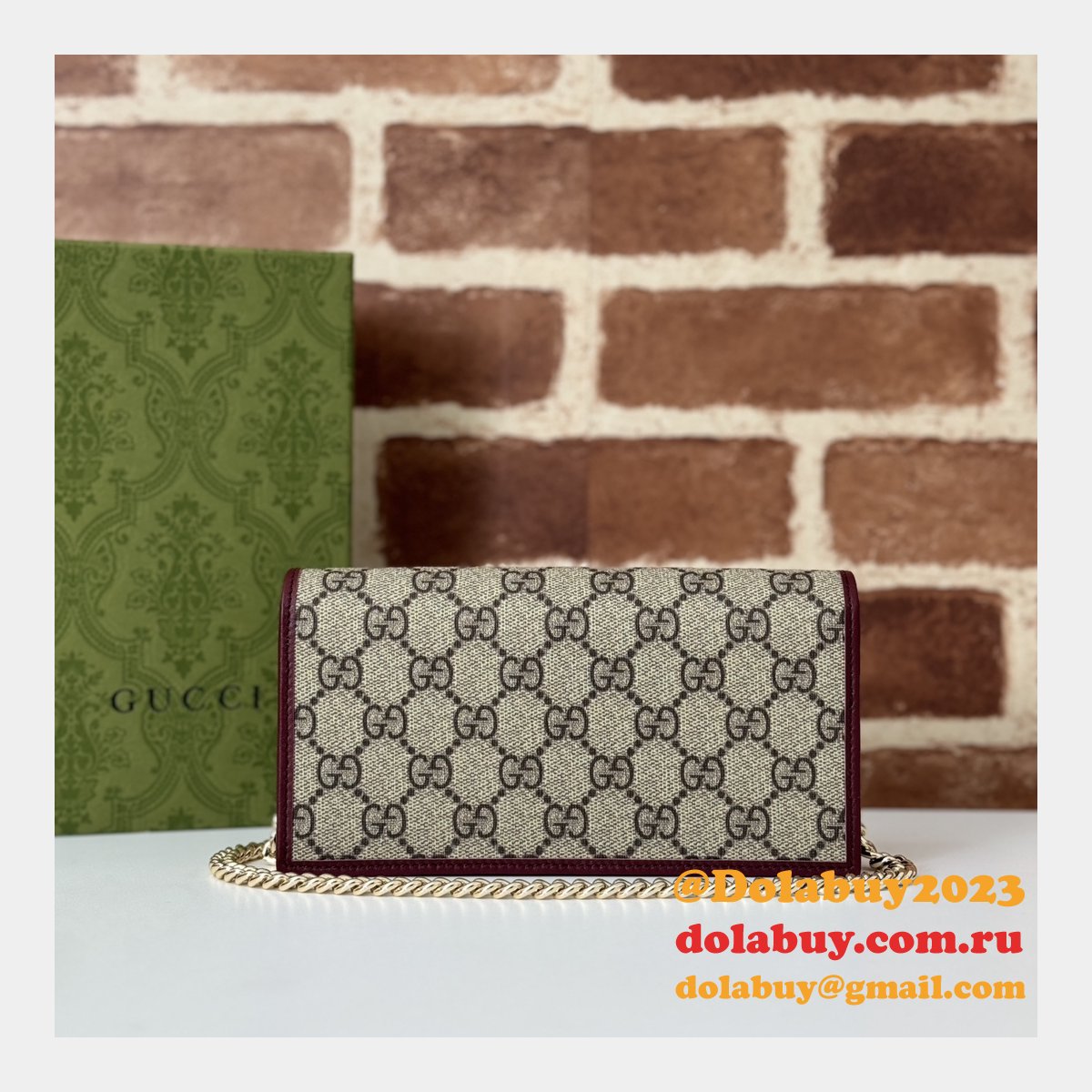 G*u*i 1:1 mirror best horsebit 1955 wallet chain 621892 bag