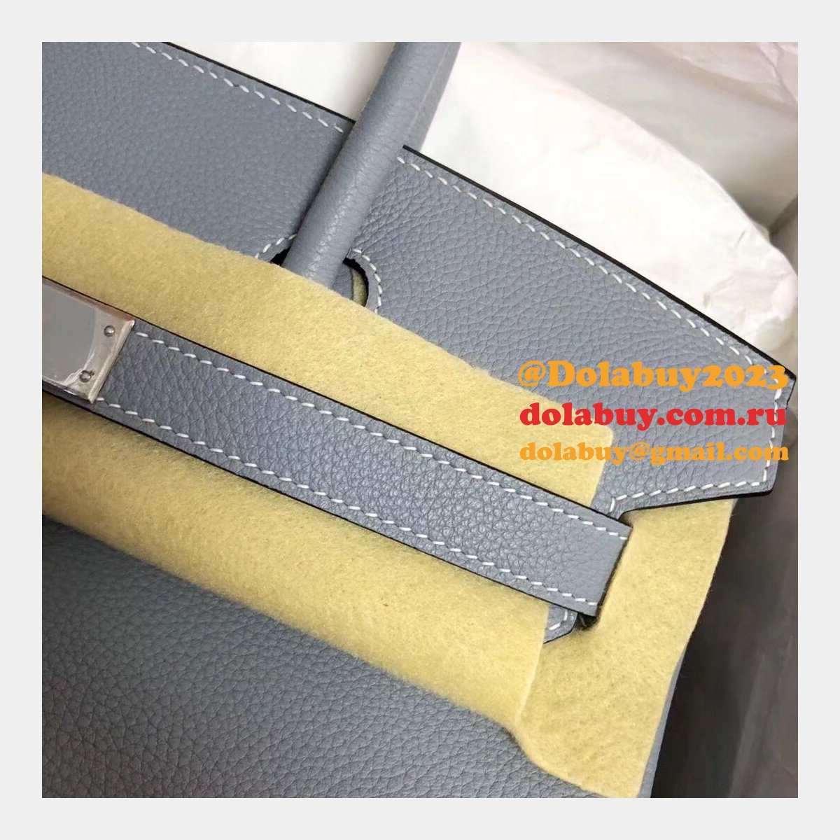 Hermes Birkin 35cm Togo leather Handbags Blue lin