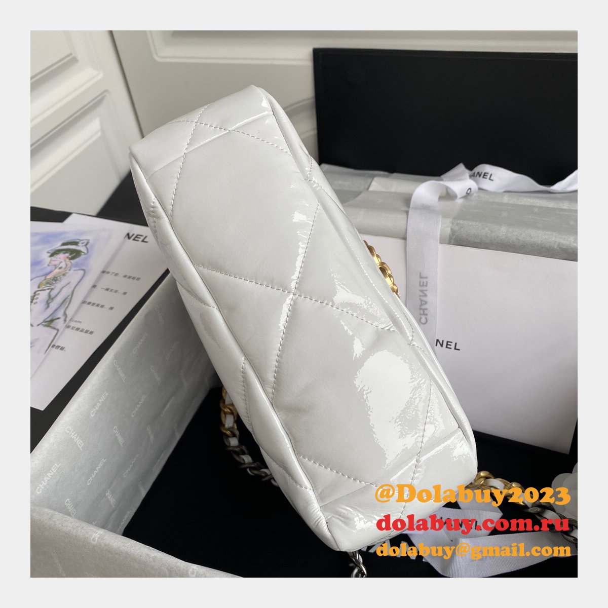 CC Replica 26CM Goatskin Gold-Tone Silver-Tone & Ruthenium