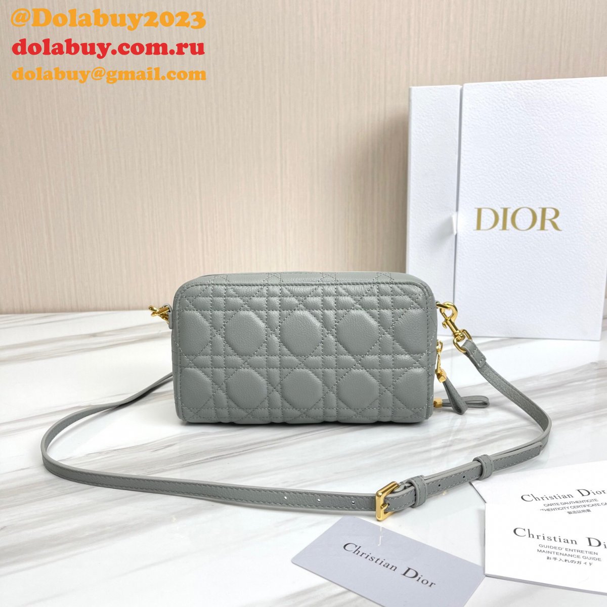 High Quality Dior Caro Bag Brown Supple Cannage Calfskin