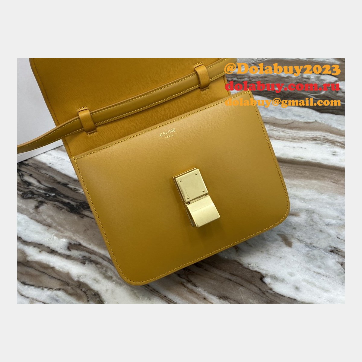 Celine Leather Teen Classic Bag in Yellow