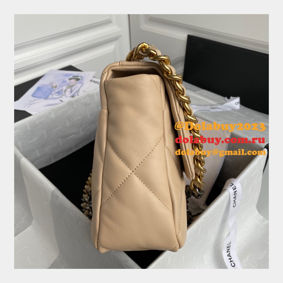 Top CC 19 Bags 2021 Apricot 30CM