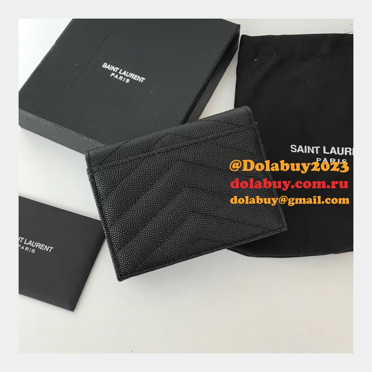 Fake YSL Saint Laurent Short MONOGRAM 459738 Black Wallet