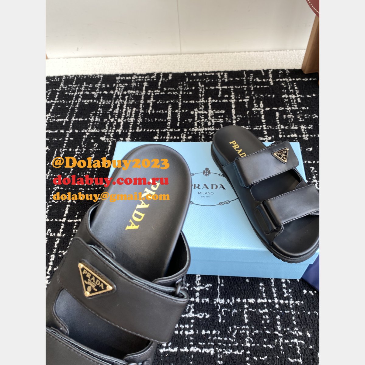 2025 Prada Padded Nappa Leather Slides