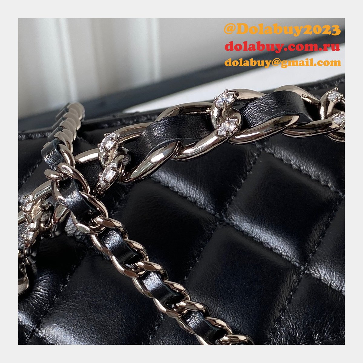 Designer Replica Clutch AP3593 Chain Shiny Crumpled First Highest Bag