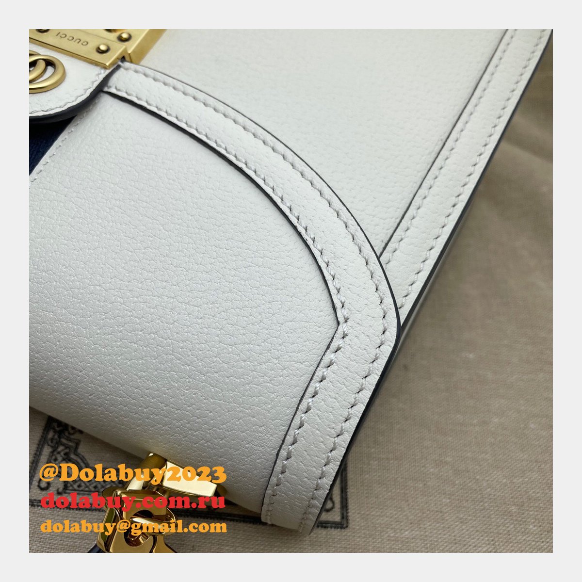 G*u*i black/cream ophidia small top handle replica bag