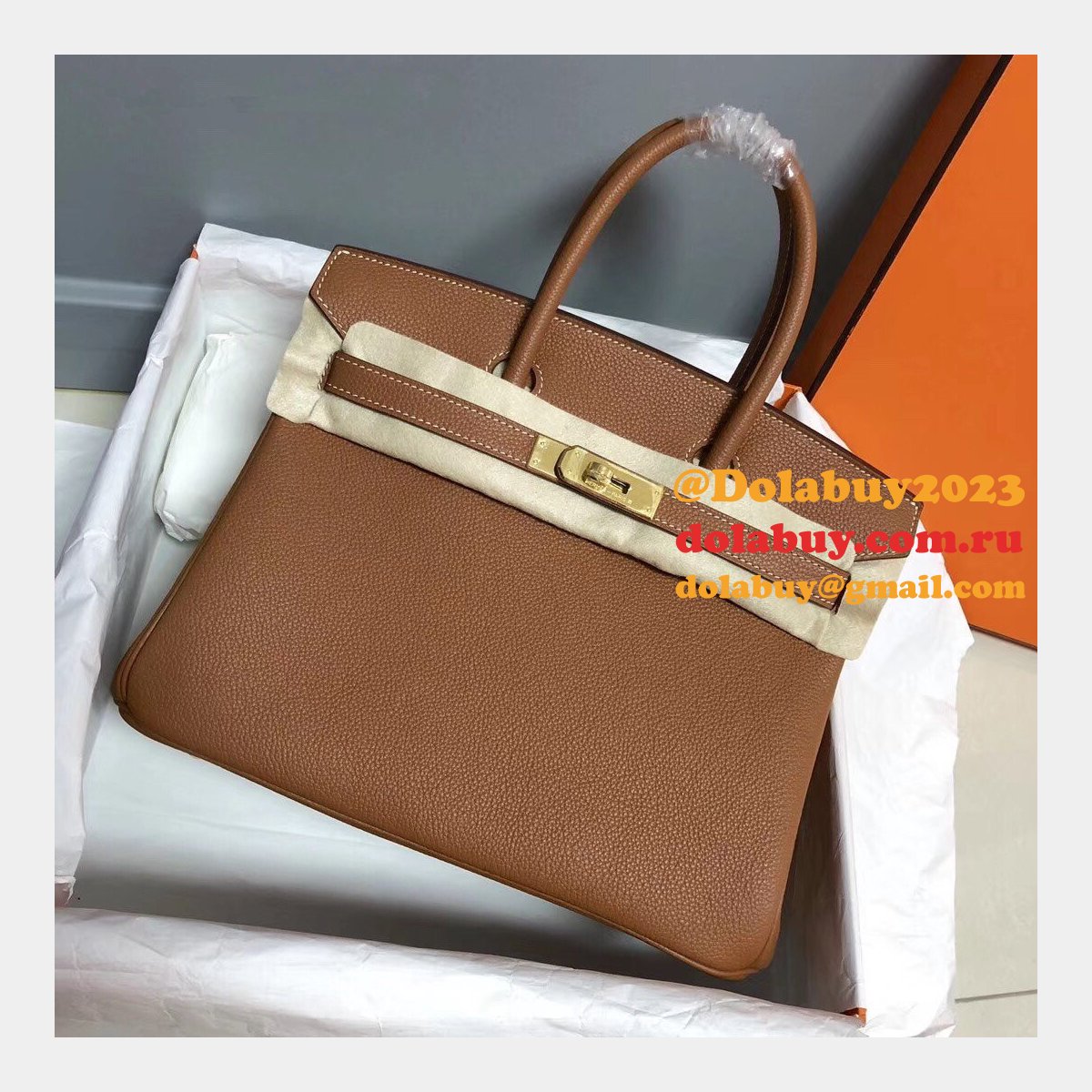 Hermes Birkin 35cm Togo leather Handbags Camel Golden