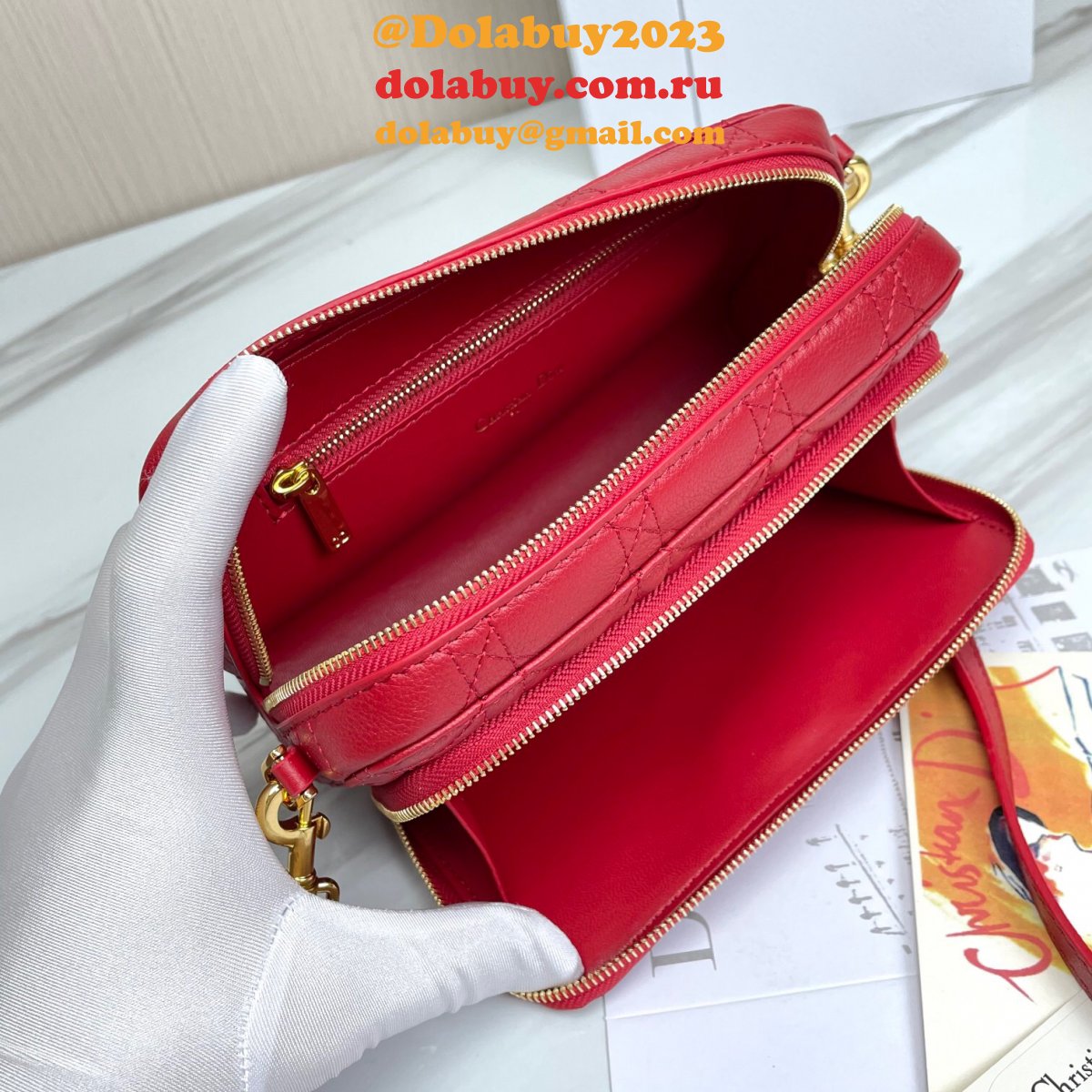 High Quality Dior Caro Bag Brown Supple Cannage Calfskin