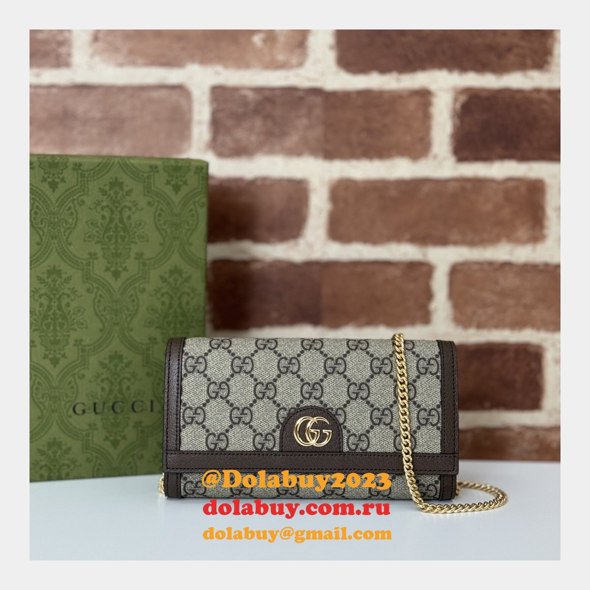 Gucci Ophidia Chain 1:1 Mirror Inspired 772309 Wallet GG Canvas Continental