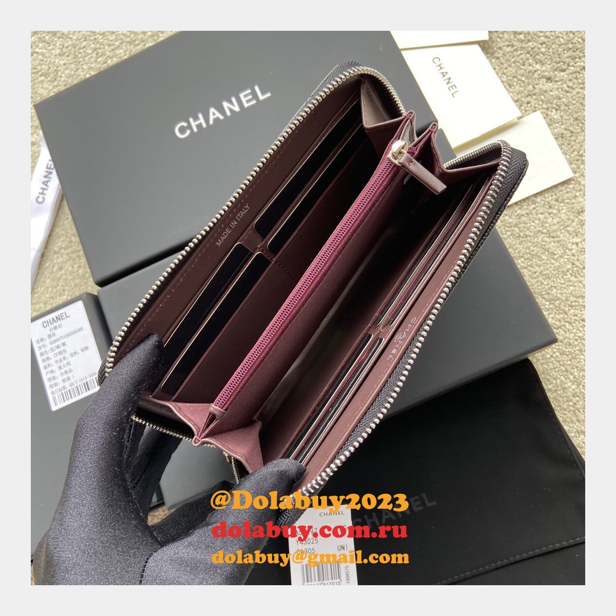 Best CC Leather Matelasse Round Zipper Long Wallet A50097