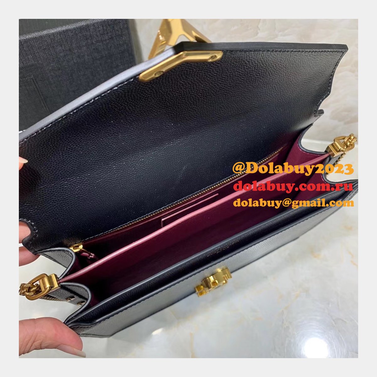 YSL Replica New Cassandra 532750 Caviar Envelope Bag